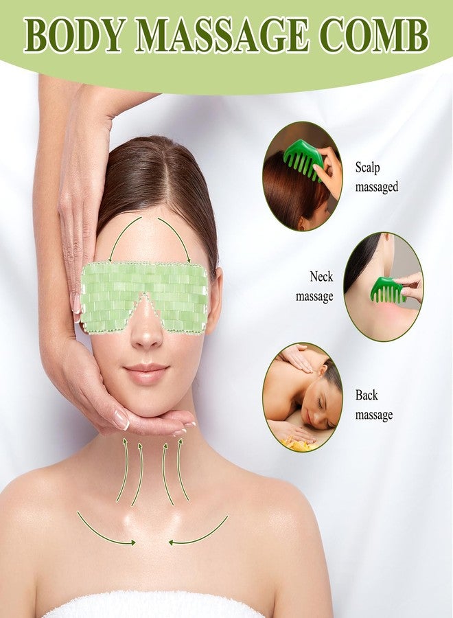 PKRFCJ Jade Eye Mask 2 Pcs Jade Eye Mask for Facials can Relieve Puffiness and Relieve Eye Cover (Comes with Massage M-Shaped Comb *1, Eight-Tooth Comb *1) - Image 5